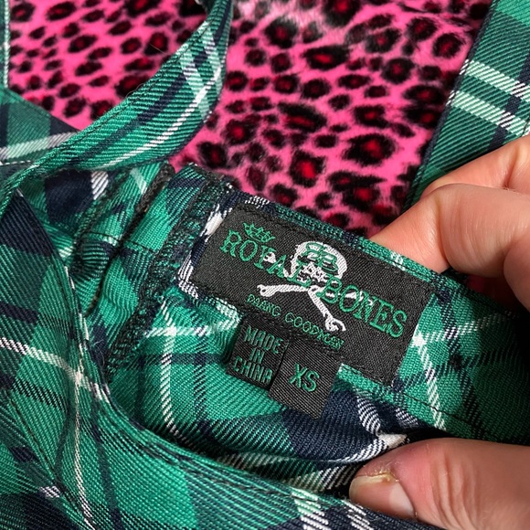 Royal bones green plaid skirt with straps. - Picture 7 of 10